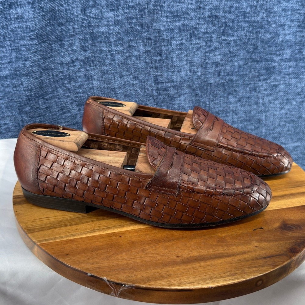 MIA Woven Penny Loafers Mens 10D Brown Leather Woven Slip On Made in Brazil